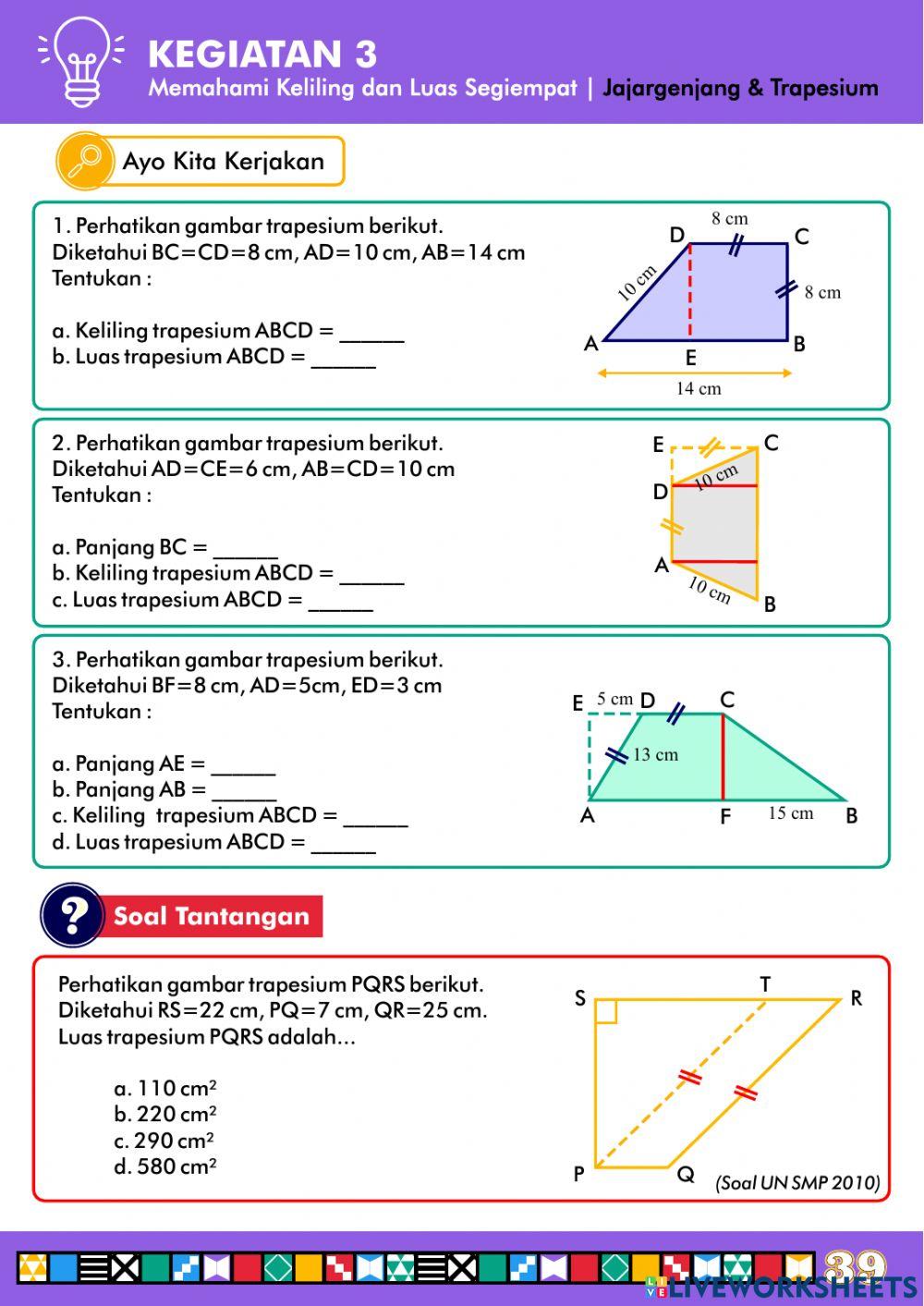 Kegiatan 3 -Memahami luas dan keliling jejargenjang trapesium-