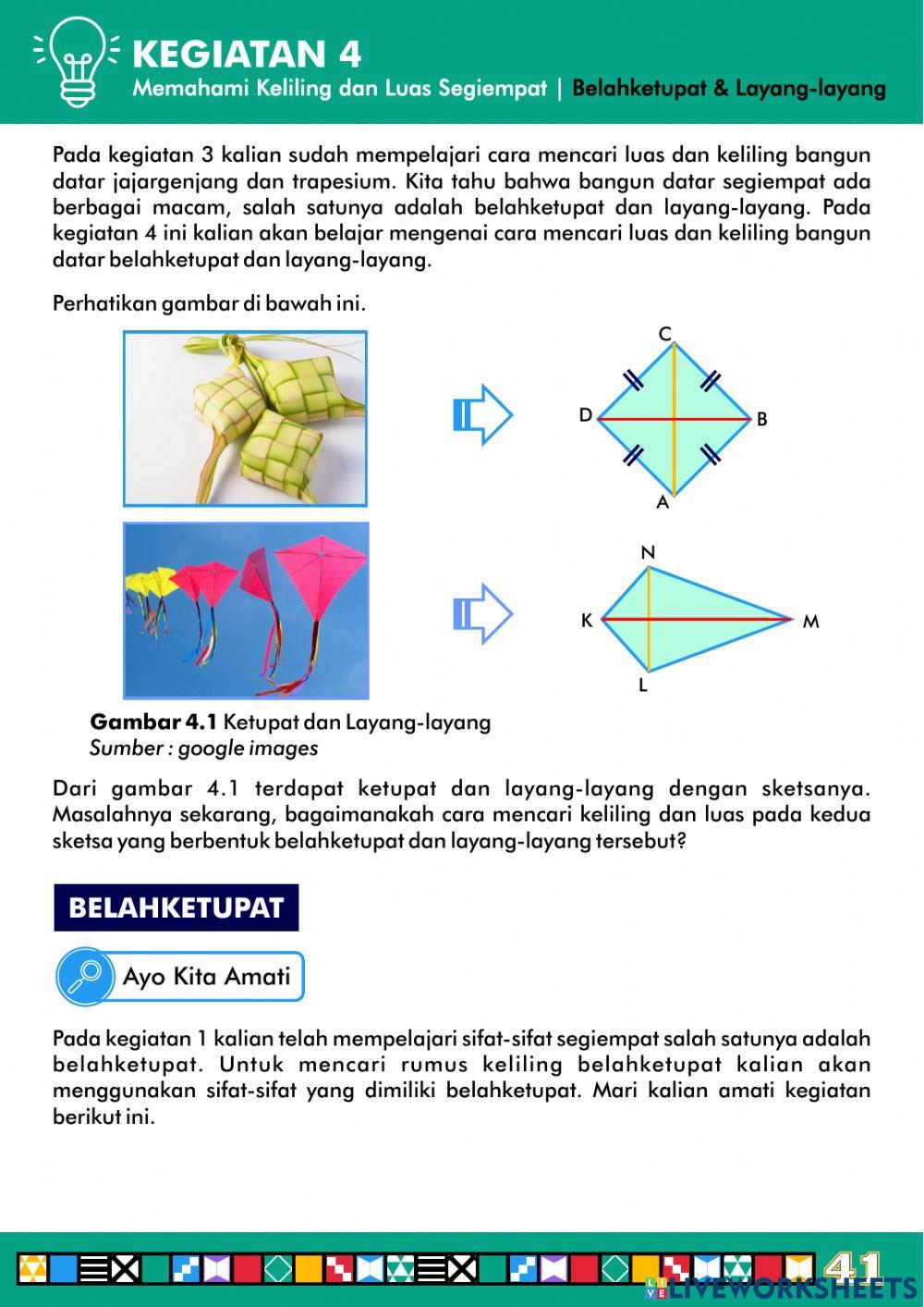 Kegiatan 4 (Part 1) -Memahami luas dan keliling belah ketupat layang-layang-