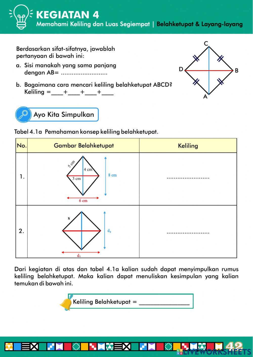 Kegiatan 4 (Part 1) -Memahami luas dan keliling belah ketupat layang-layang-
