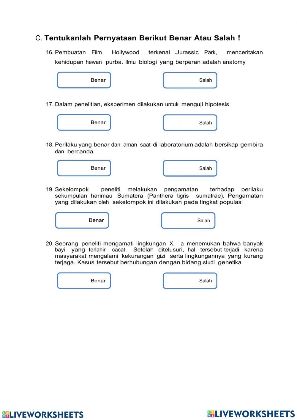 PTS Ganjil Biologi Kelas X