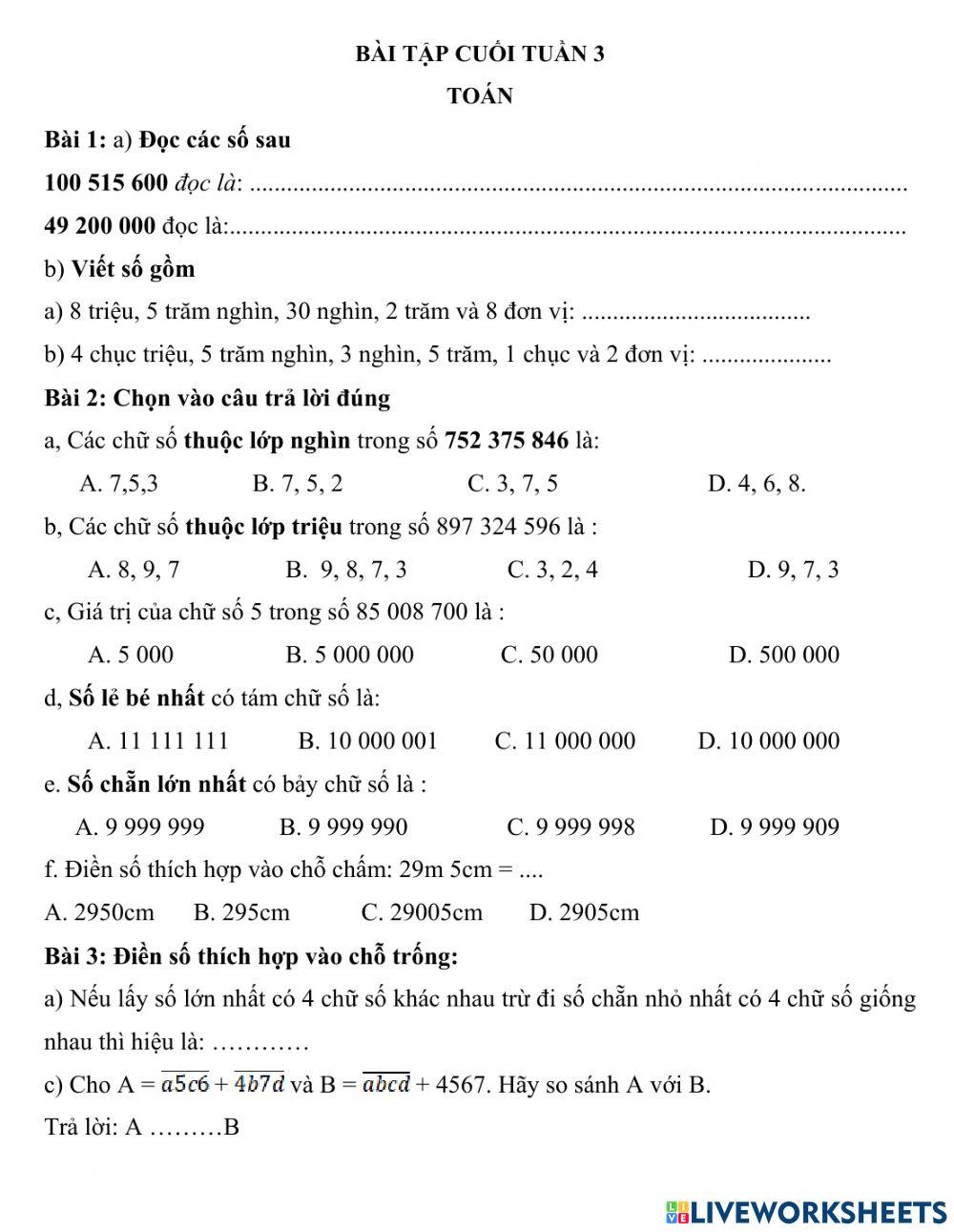 Bài cuối tuần 3