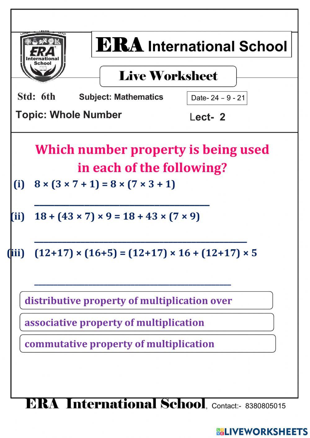 6th Math L-3  Properties  Of Whole  numbers   Page no-53    LECT-2