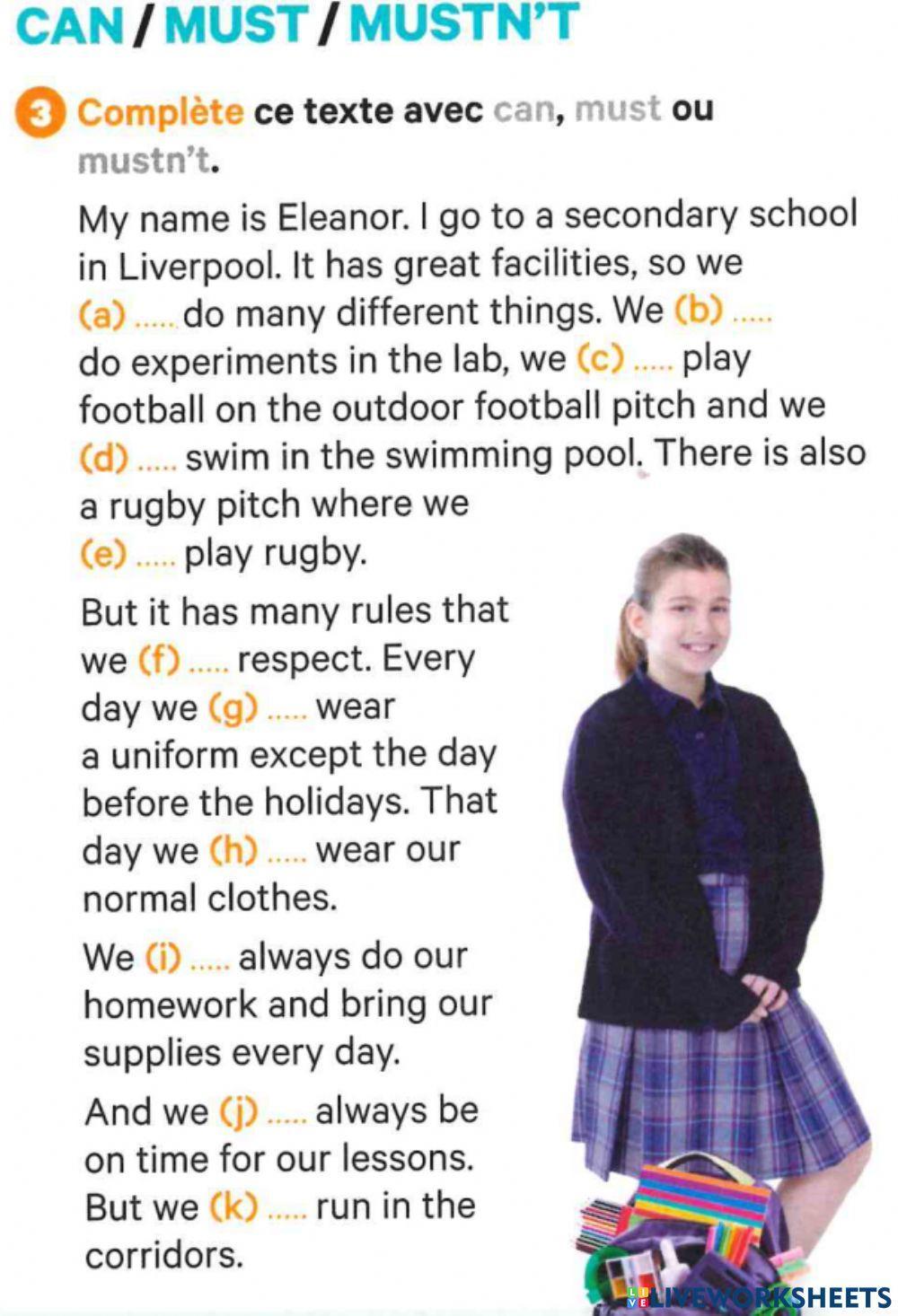 Writing can must mustn't