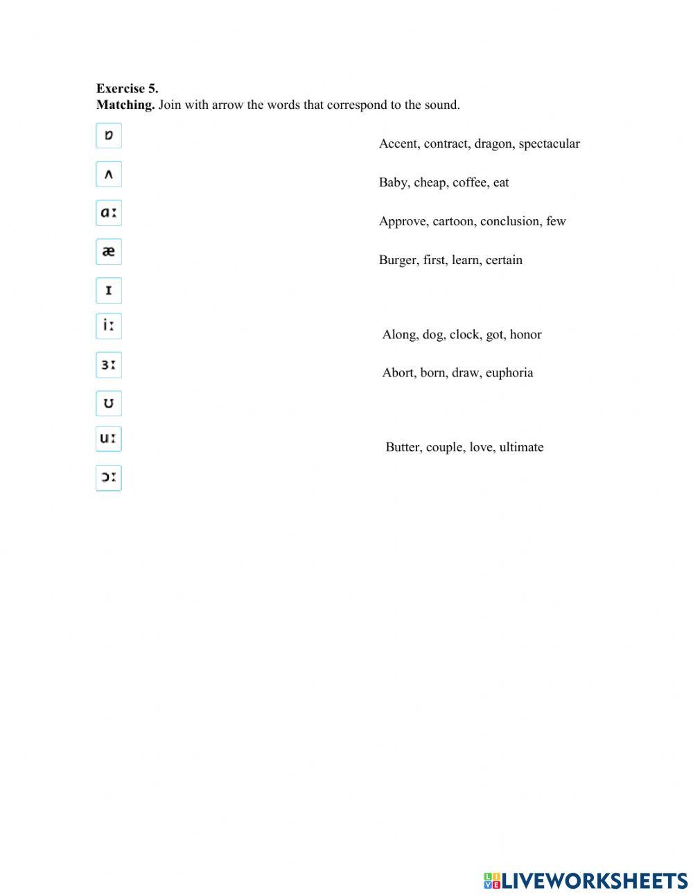 Consonants and vowel sounds practice