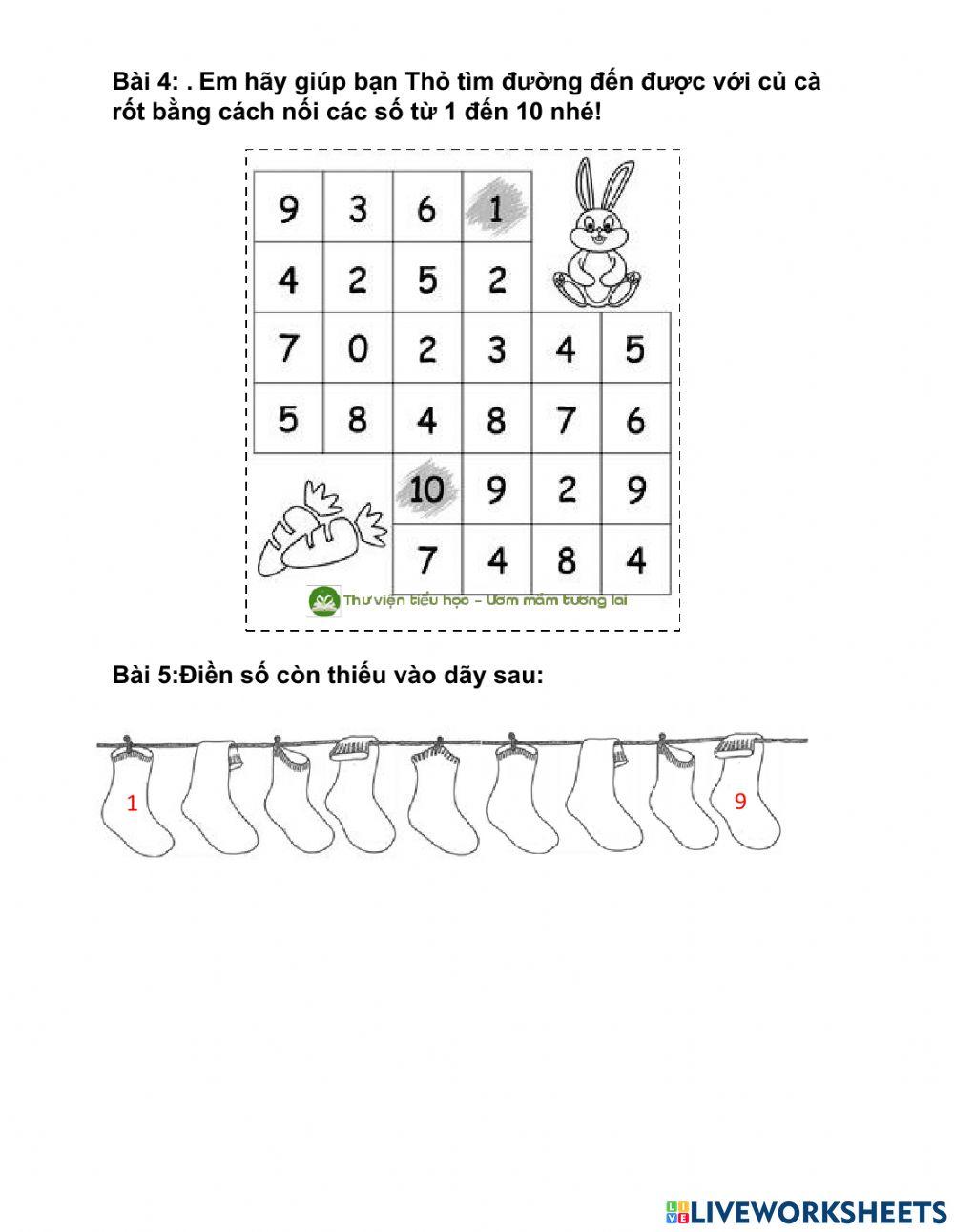 Ôn tập Toán lớp 1 - tuần 2