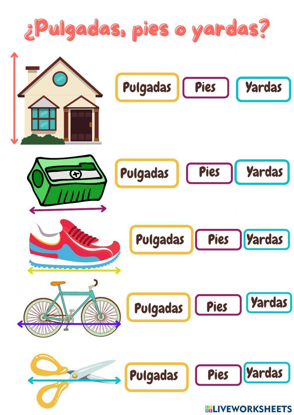 Medidas de longitud: pulgadas-pies-yardas