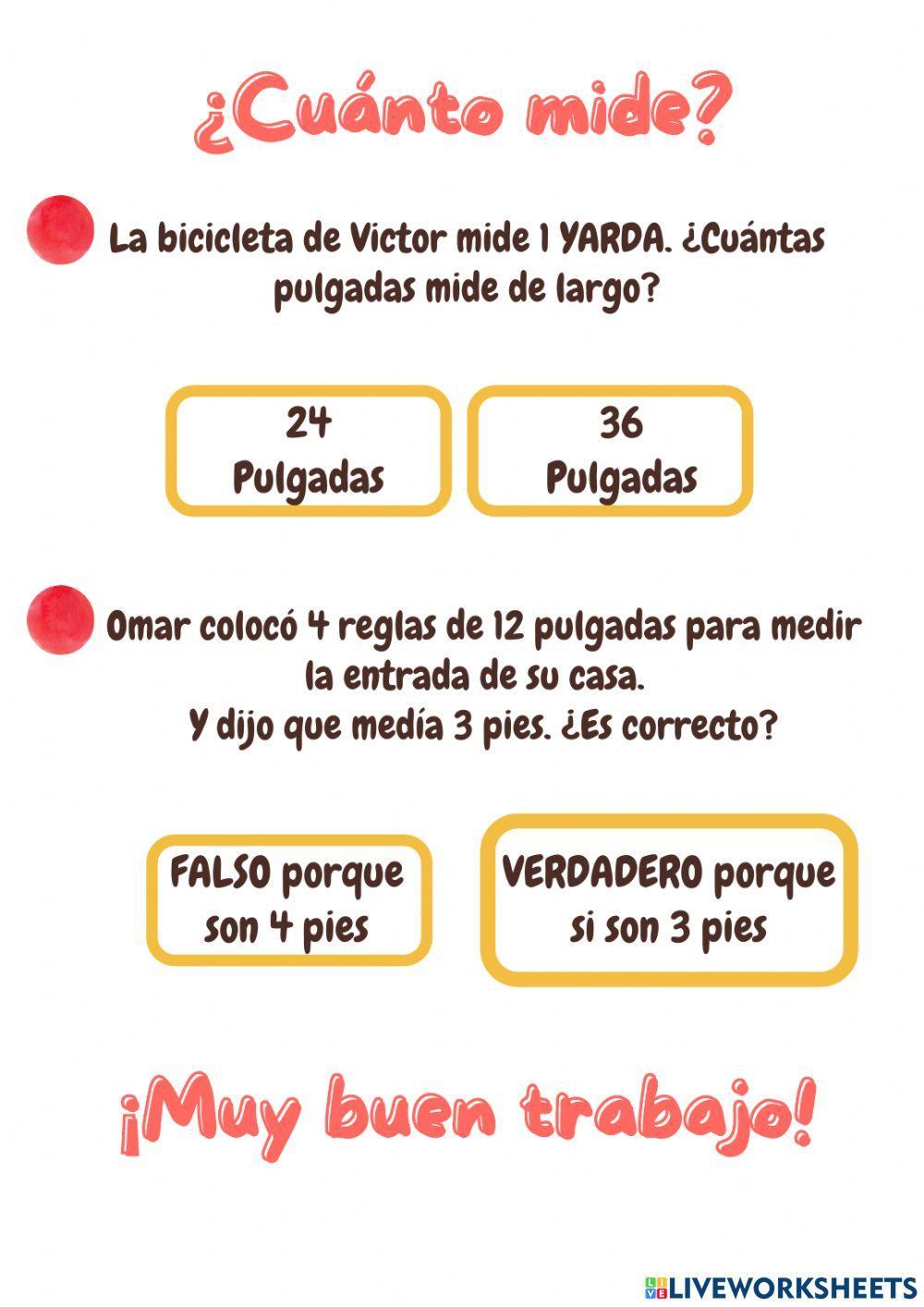 Medidas de longitud: pulgadas-pies-yardas