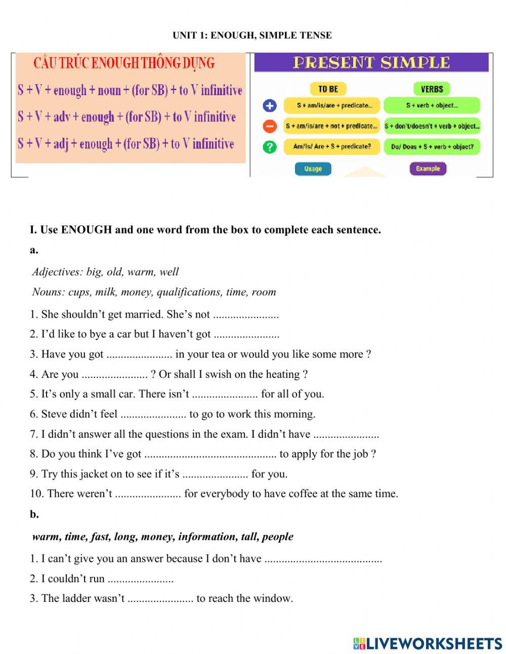 E8-U1-enough, Simple tense