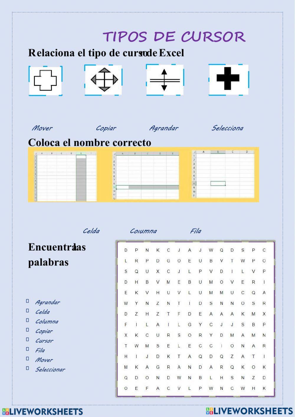 Tipos de curso en Excel