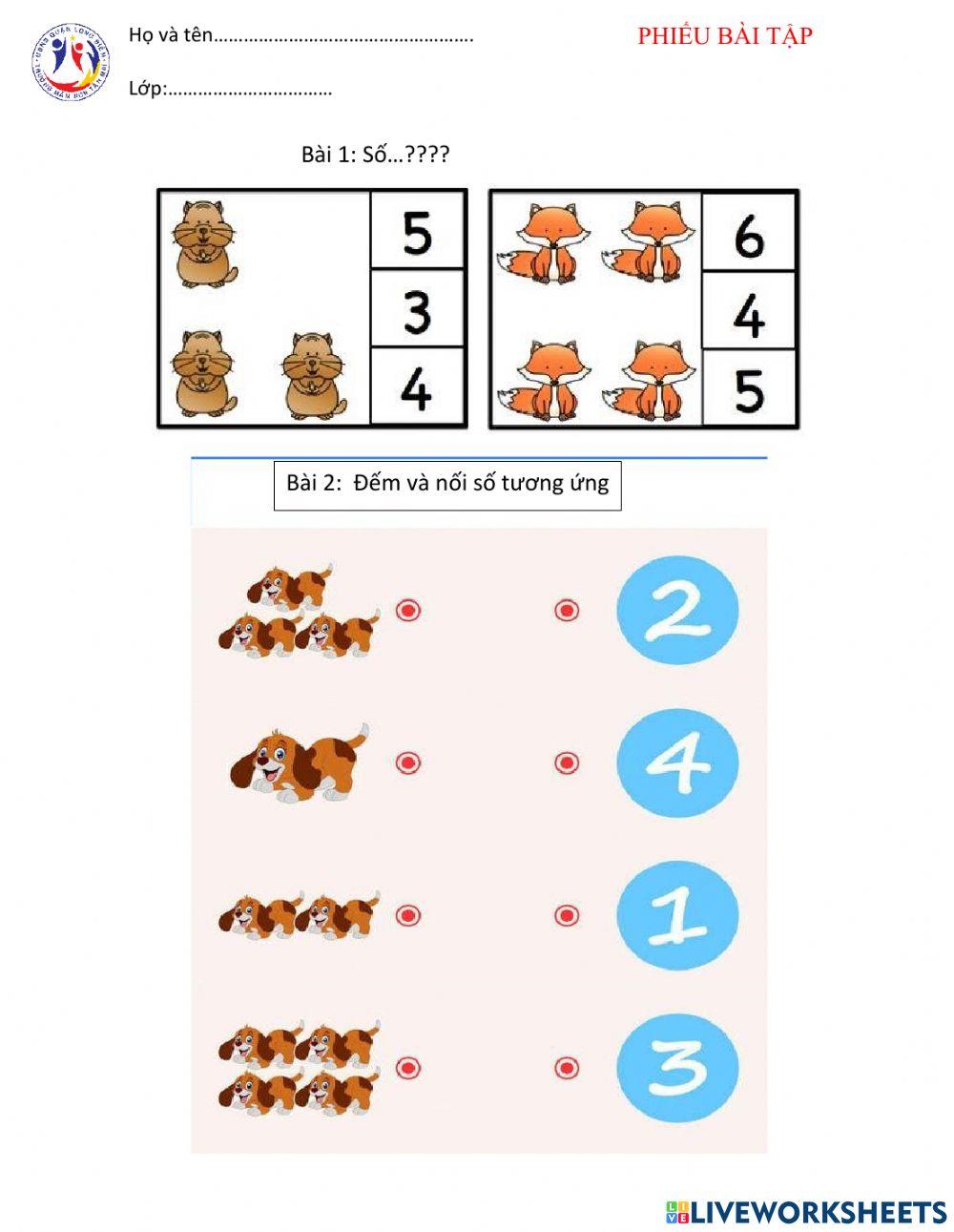 Đếm số lượng trong phạm vi 6.
