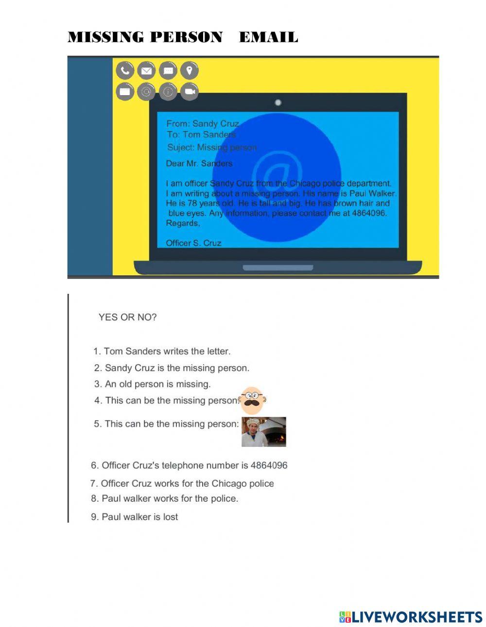 Missing person police email