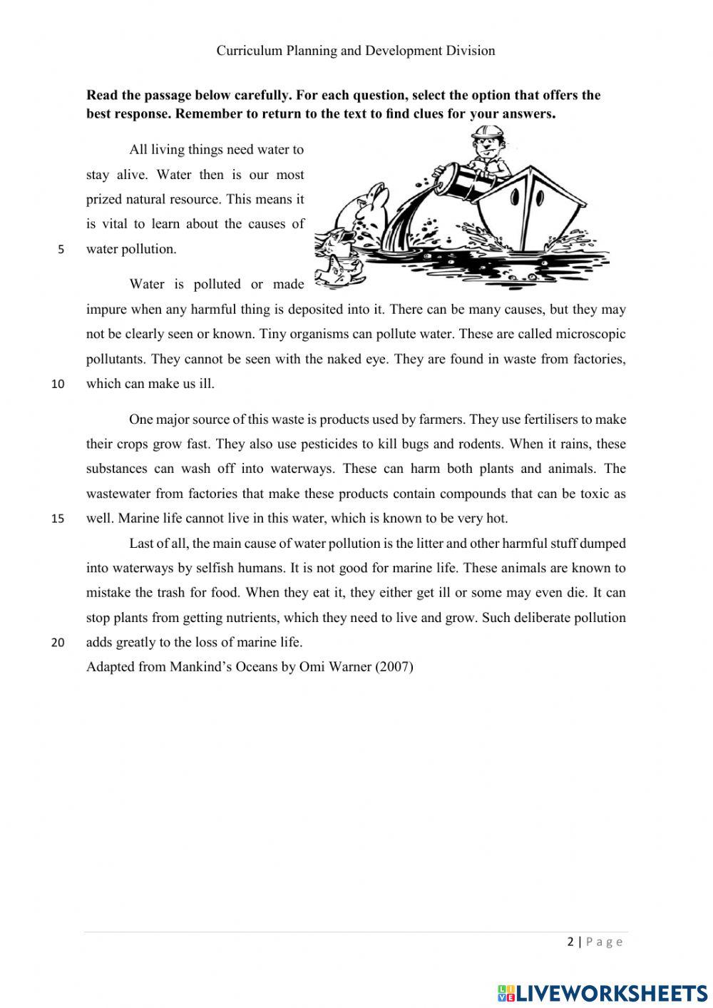 Comprehension Assessment std 4 2021
