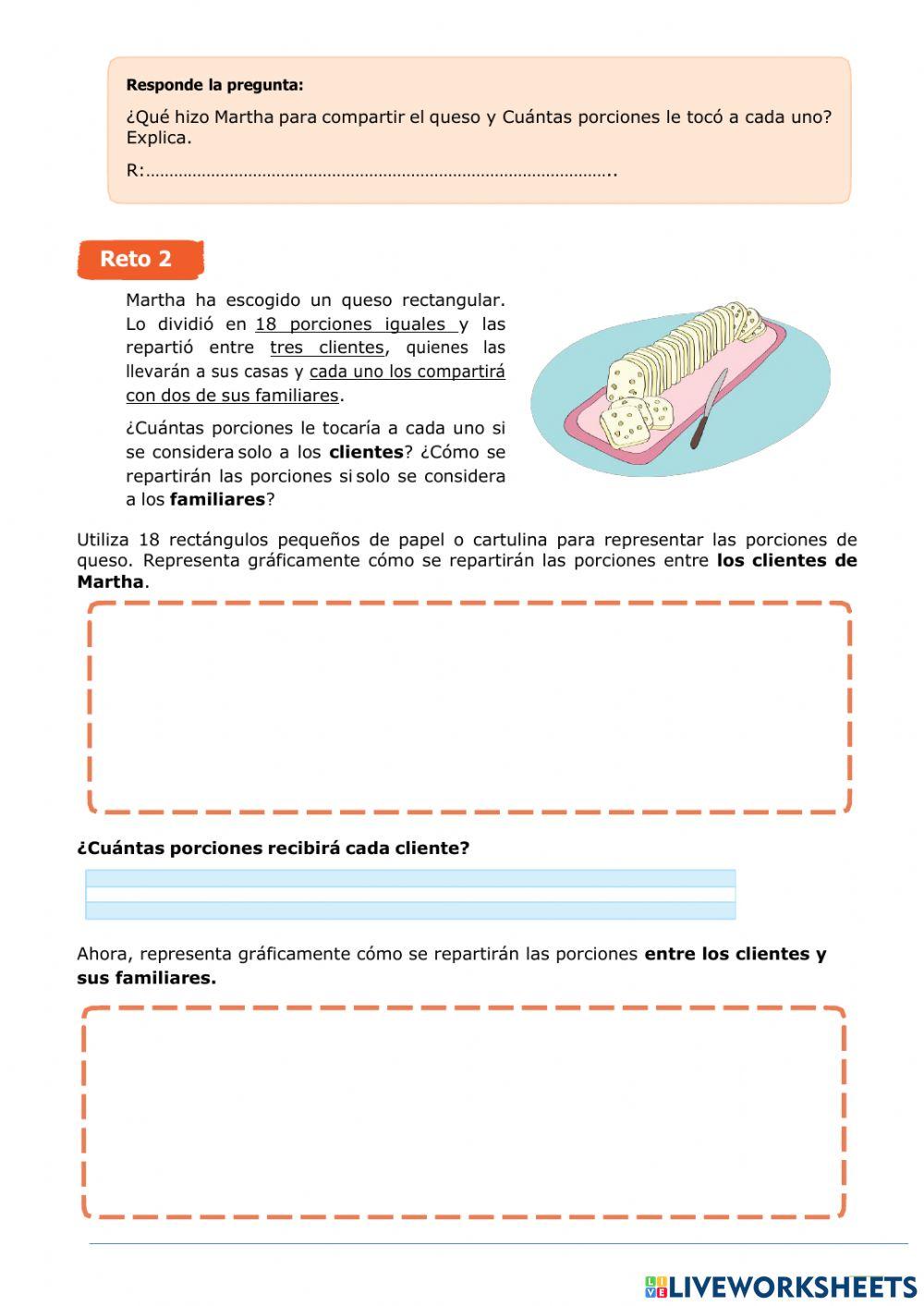 Repartimos porciones de queso en partes iguales