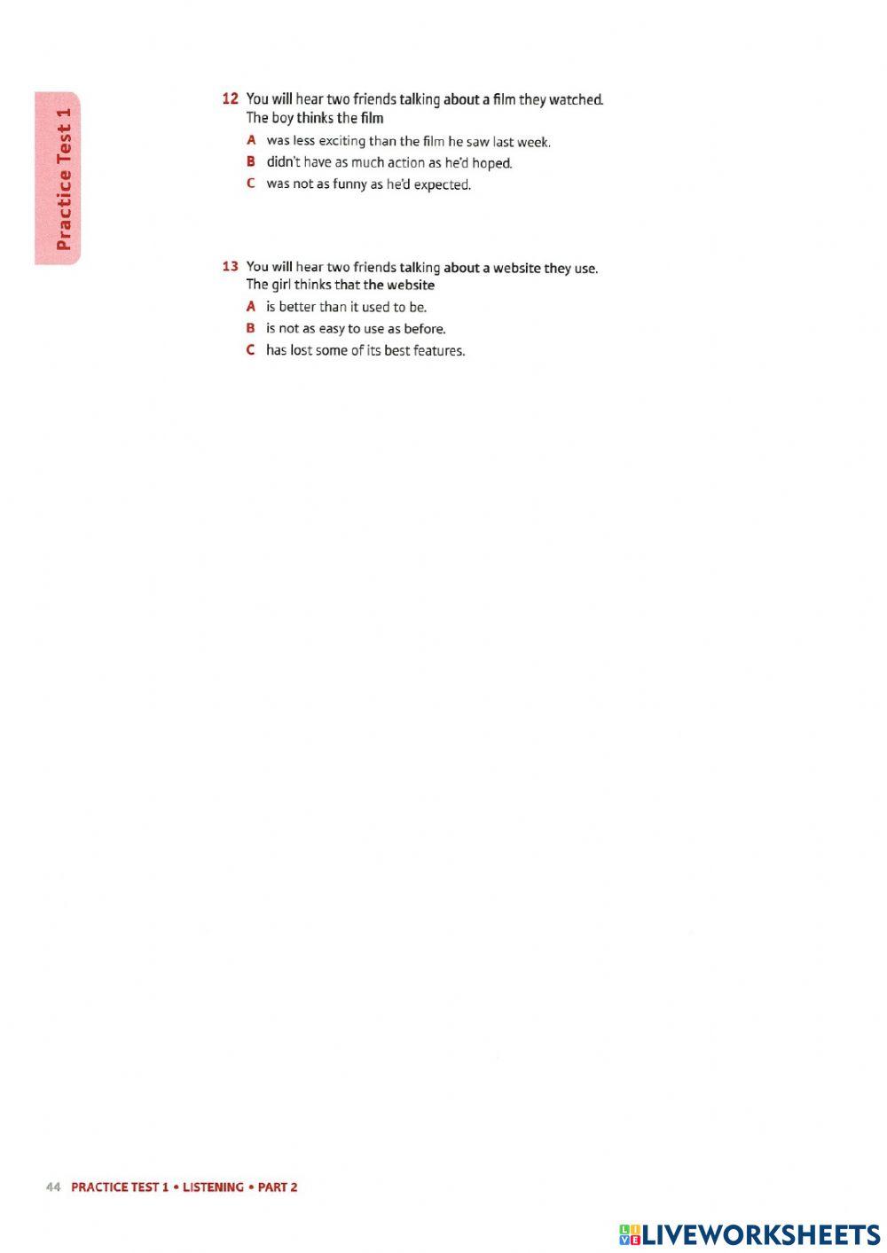 OXFORD PRELIMINARY LC TEST 1
