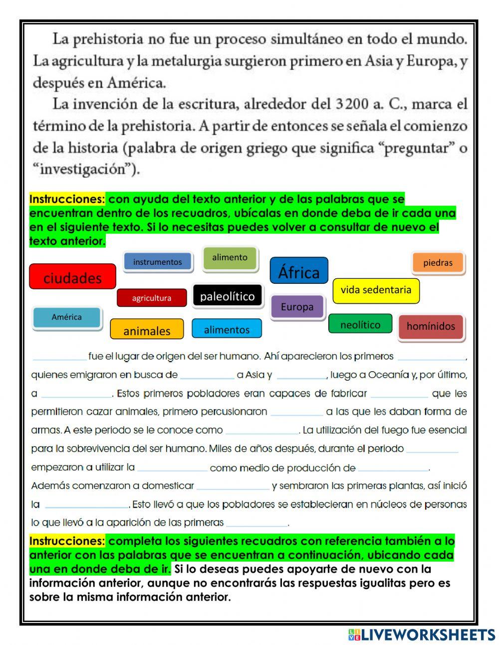 Bloque 1: La prehistoria. De los primeros seres humanos a las primeras sociedades urbanas.