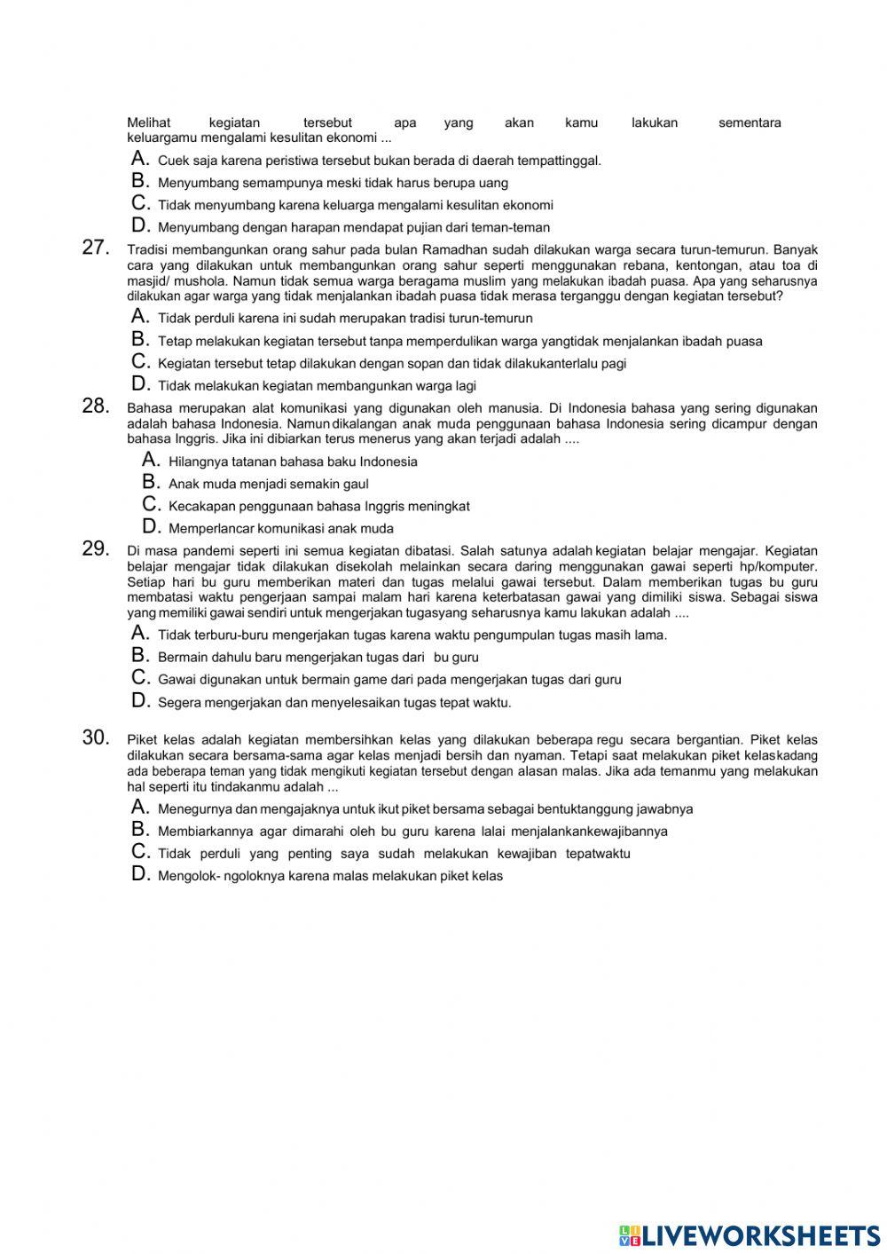 AKM-Survei Karakter Paket C (1-30)