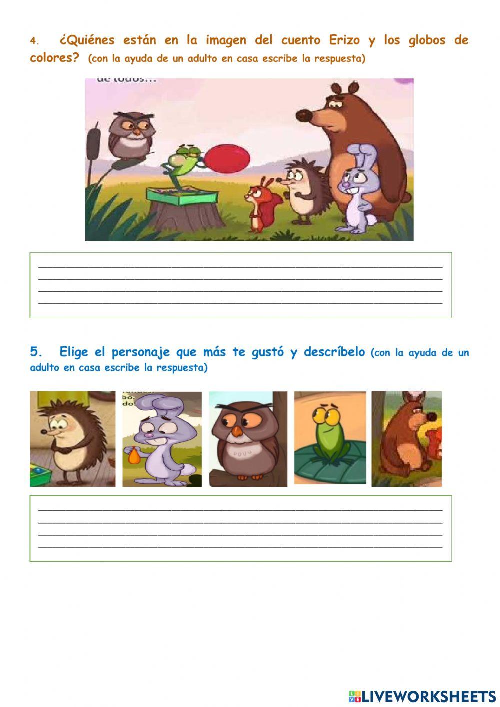 El erizo y los globos de colores