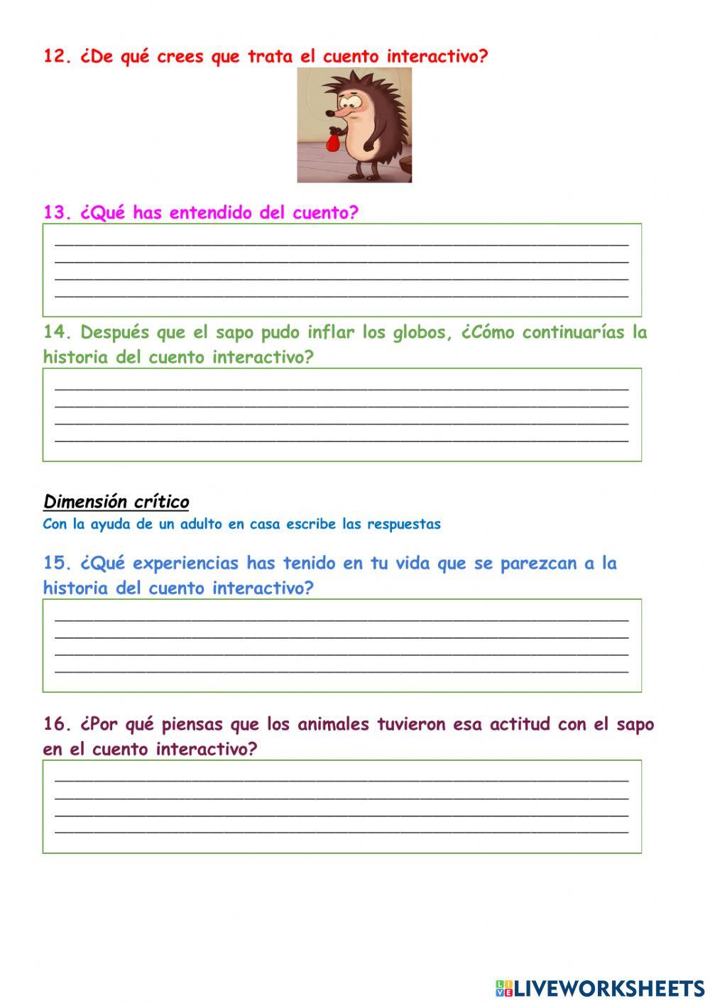 El erizo y los globos de colores