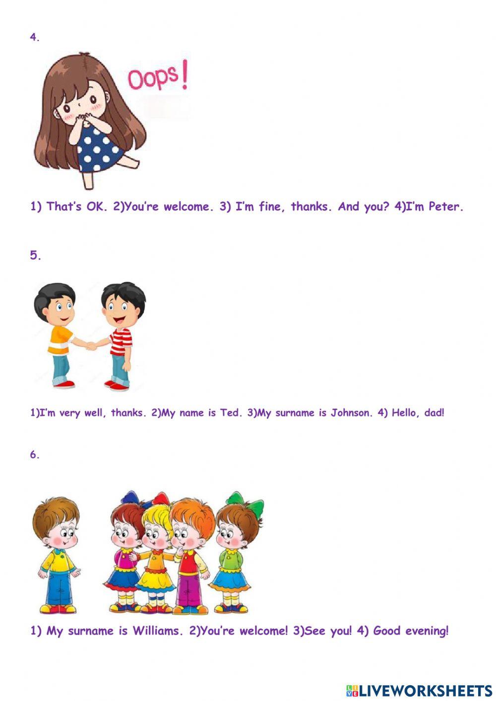 Greetings Free Interactive Worksheets 1438746