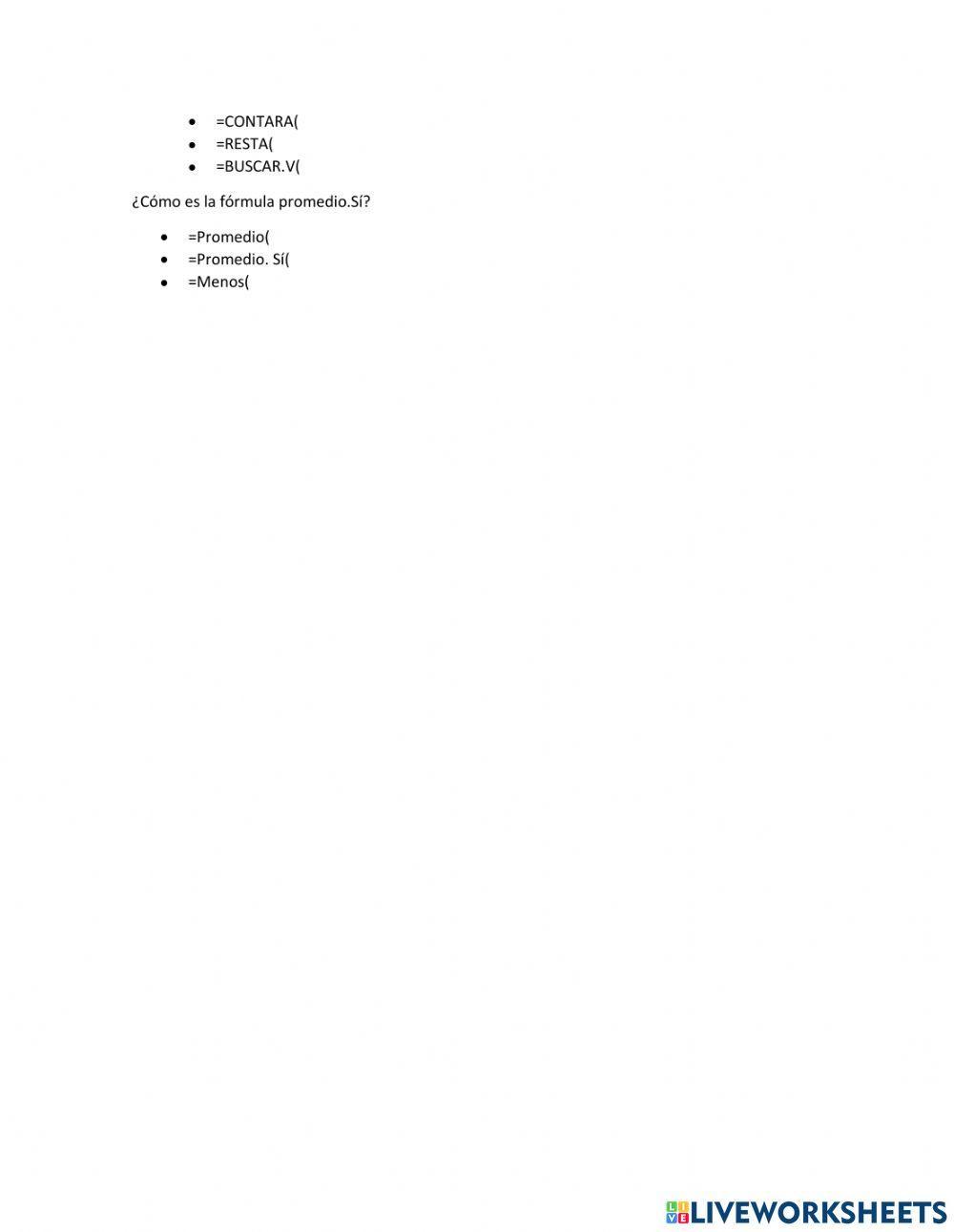 Preguntas de formulas en Excel