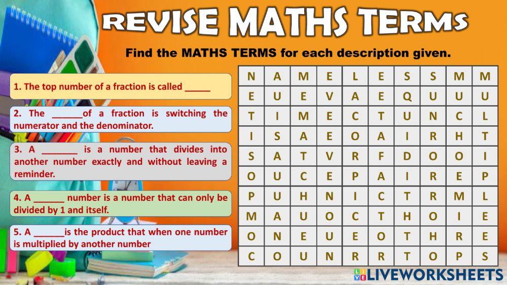 Revise Maths terms