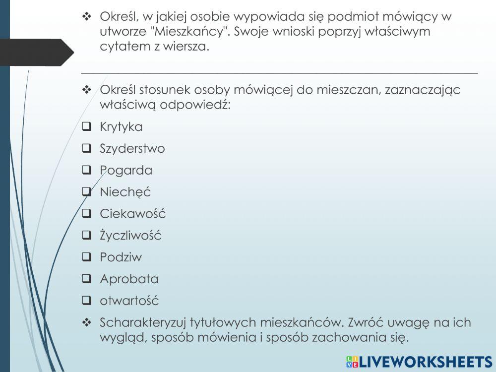 Julian Tuwim -Mieszkańcy-