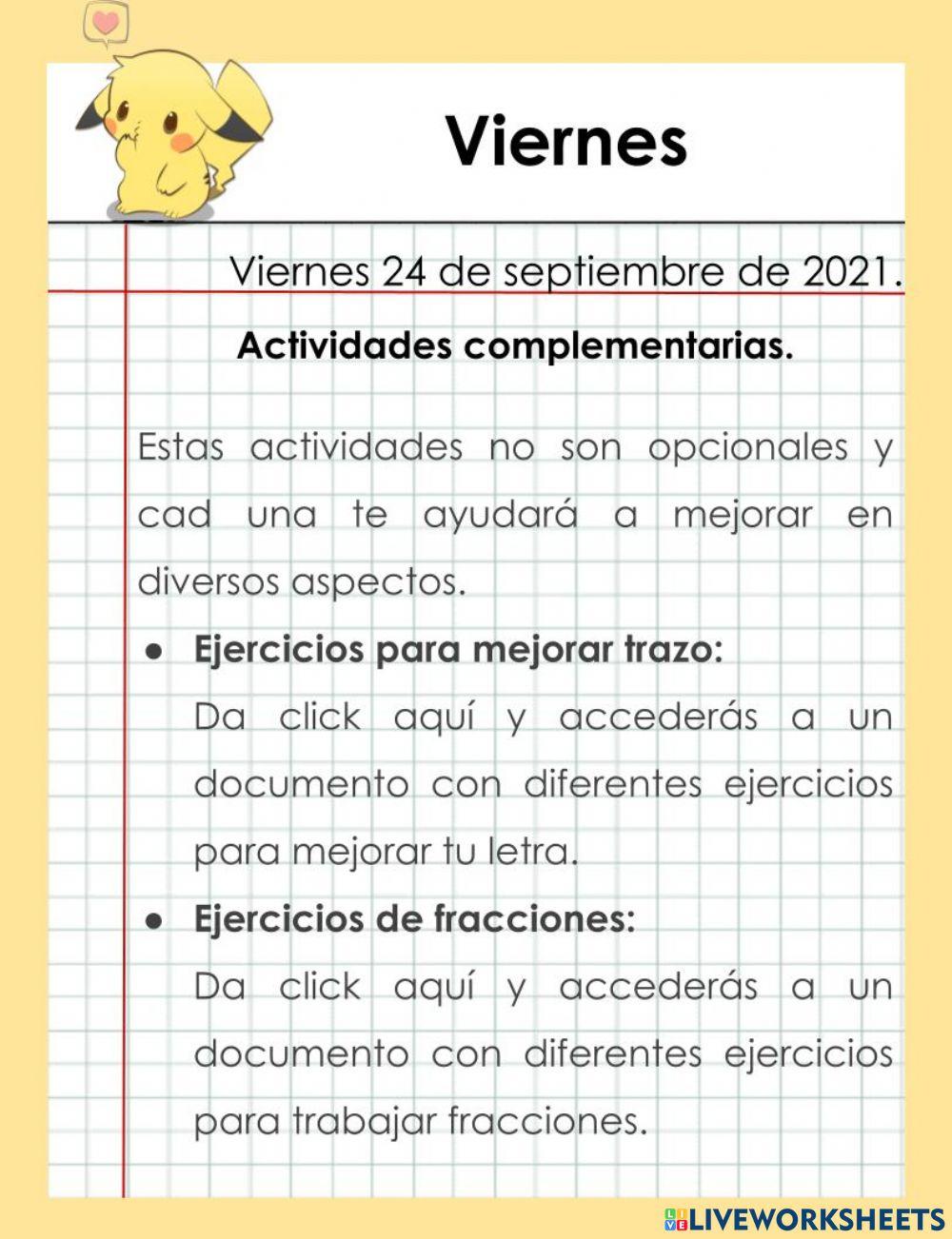 Actividades de apoyo