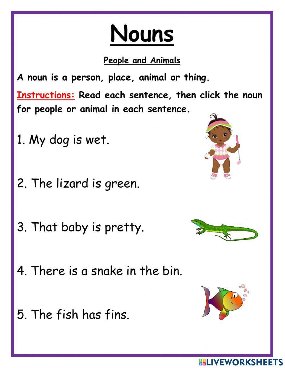 Nouns  in sentences