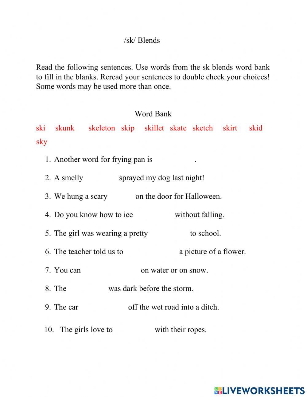Sk blend worksheet