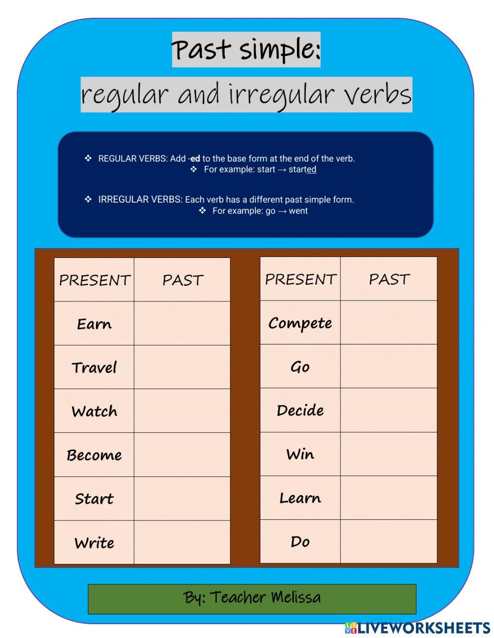 Past simple: regular and irregular verbs
