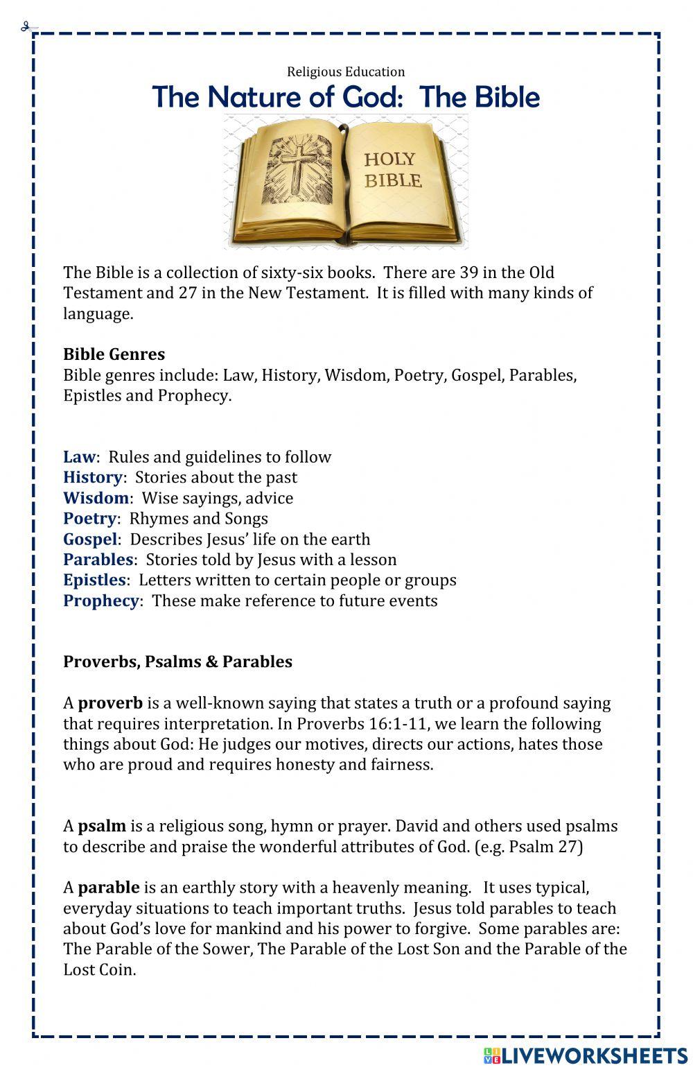 Nature of God: The Bible Notes
