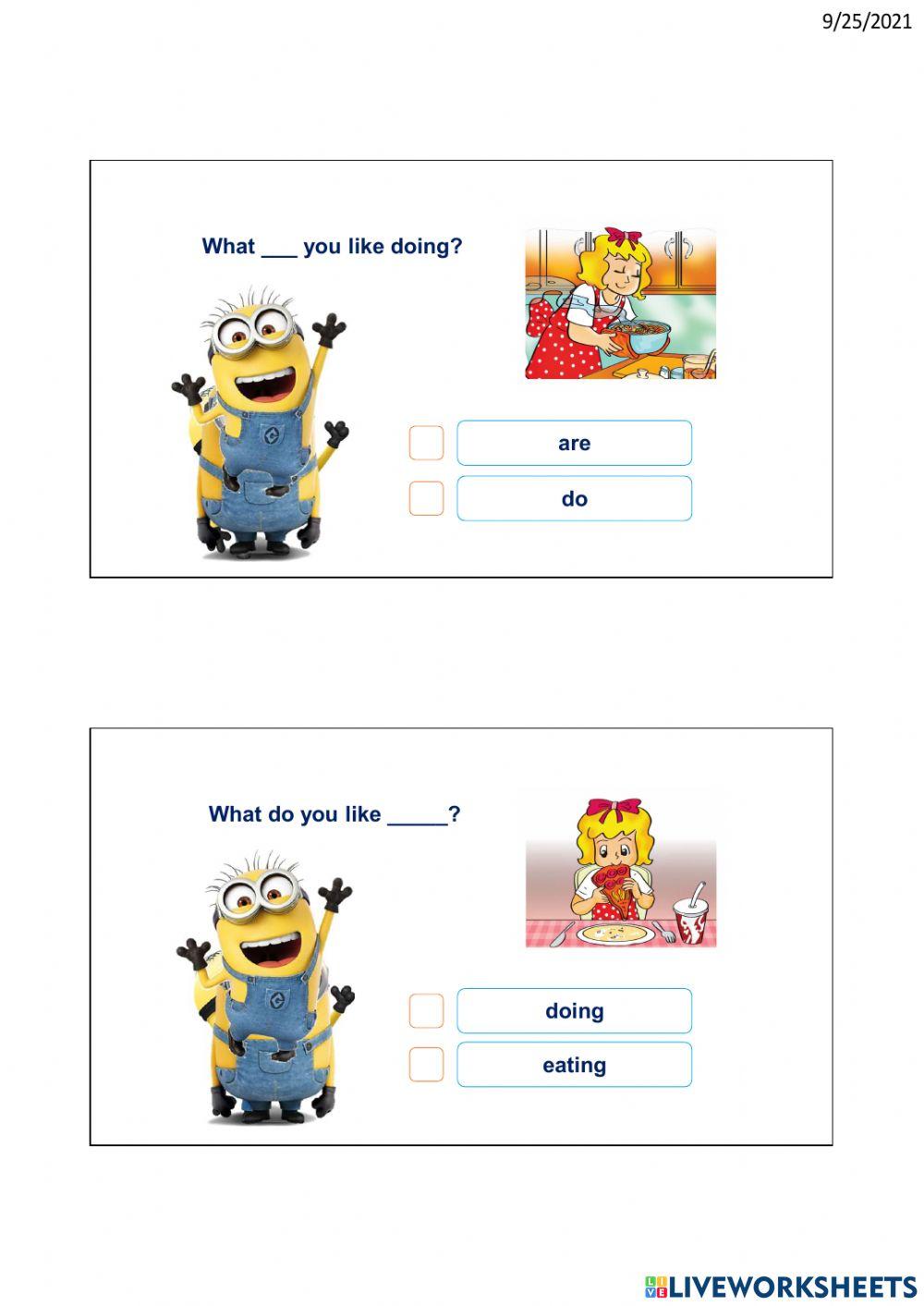 Unit 7: What do do like doing?