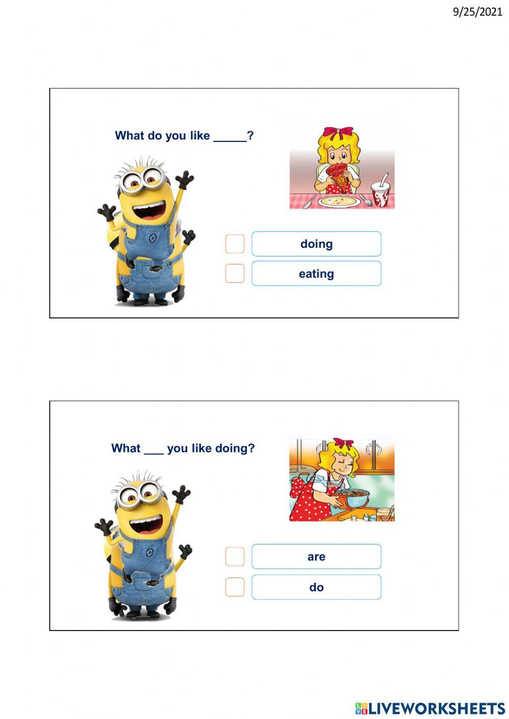 Unit 7: What do do like doing?