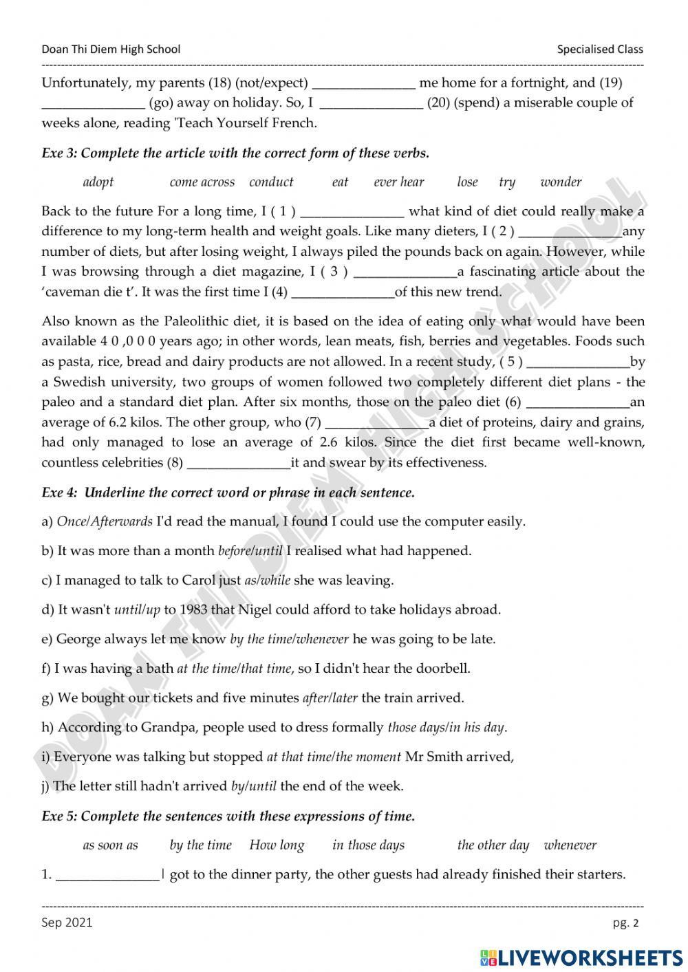 Past tenses - Exercises