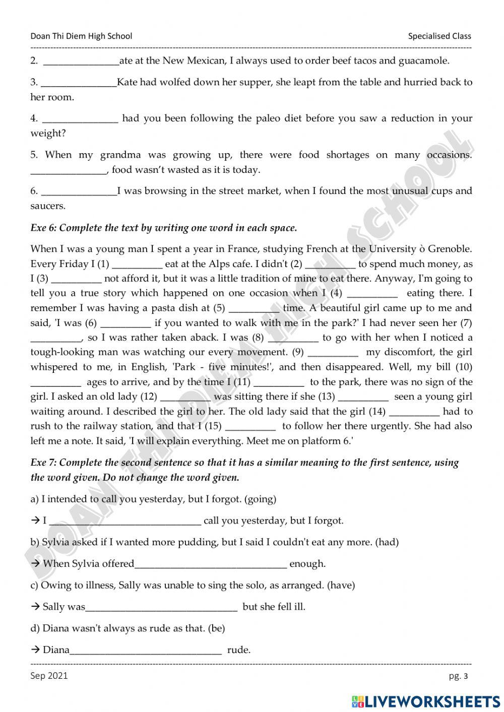Past tenses - Exercises