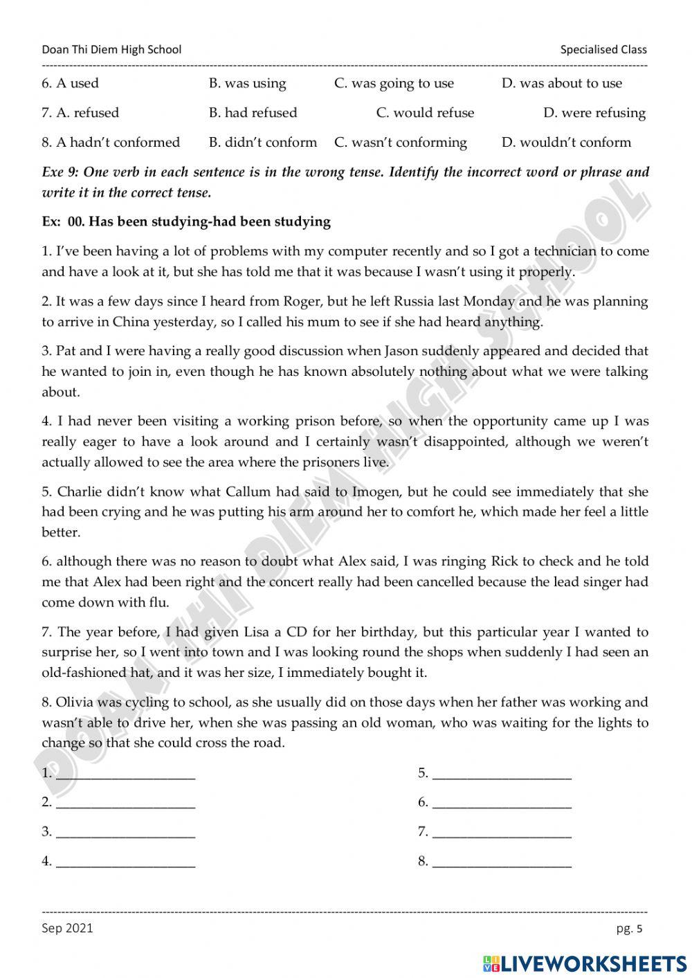 Past tenses - Exercises