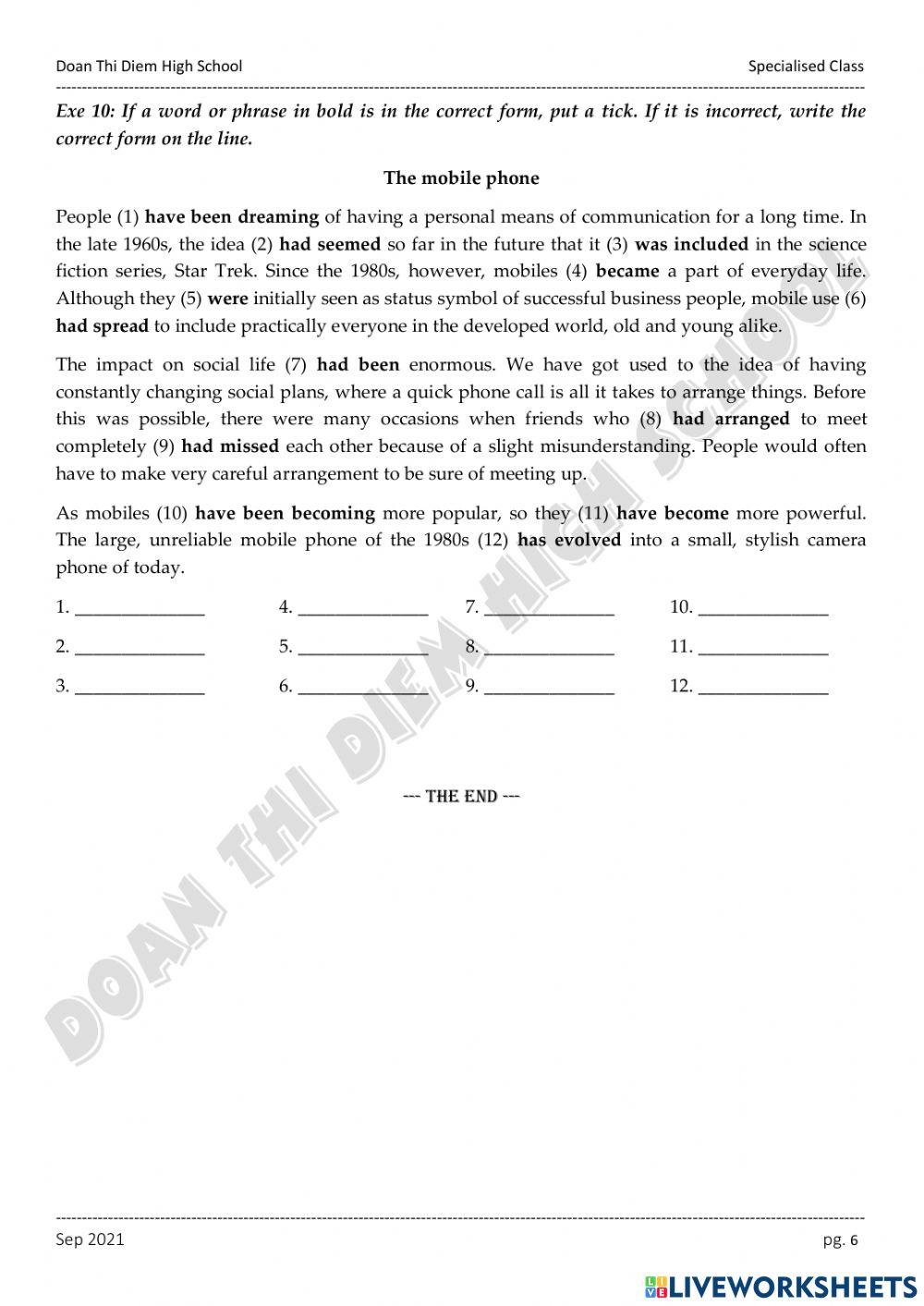 Past tenses - Exercises