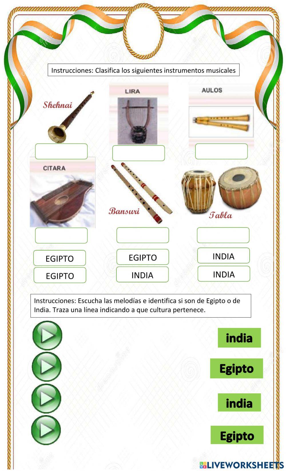 Música de India y Egipto