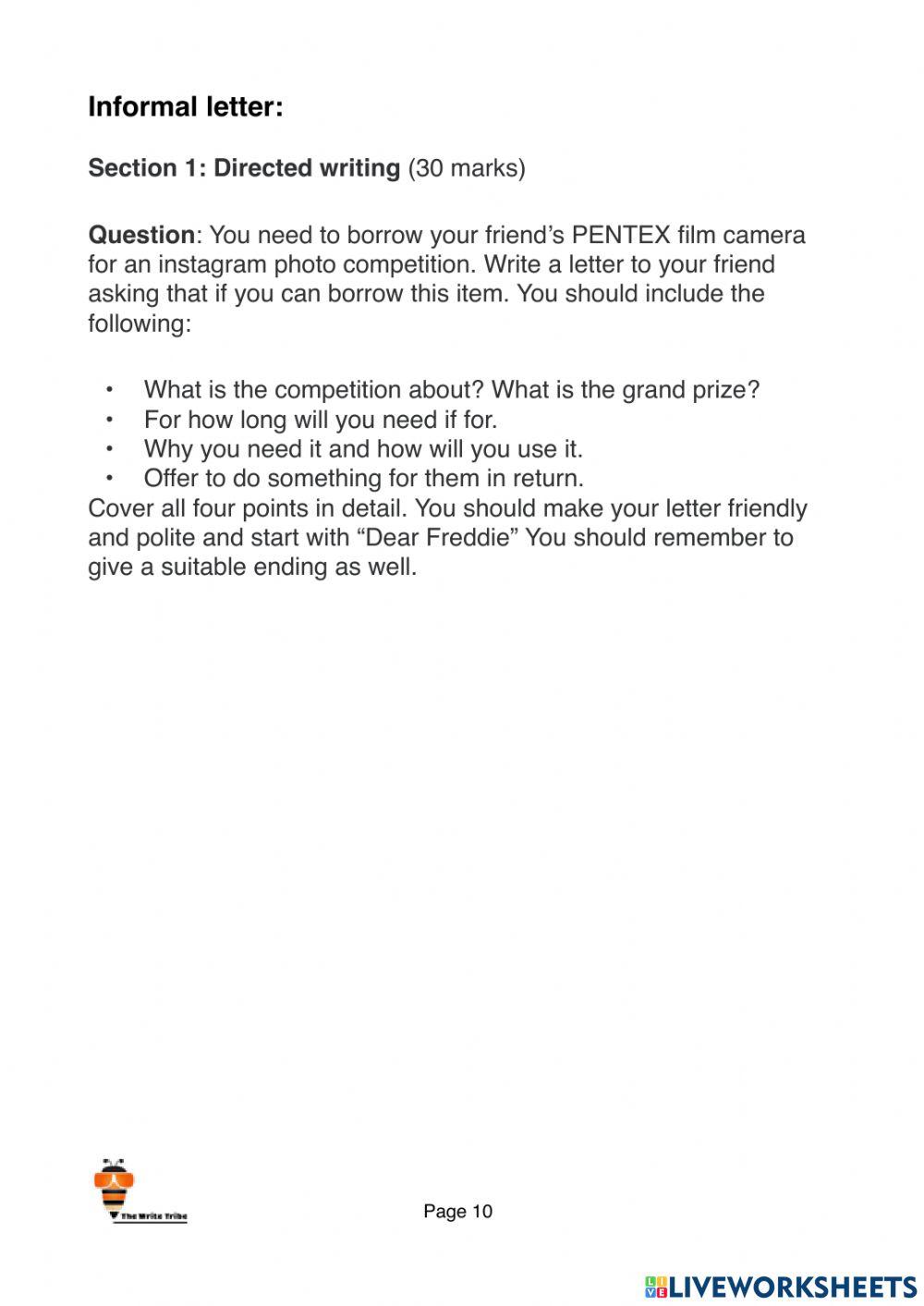 2021 Week 31 Situational: Informal Letter SEC-F part 2