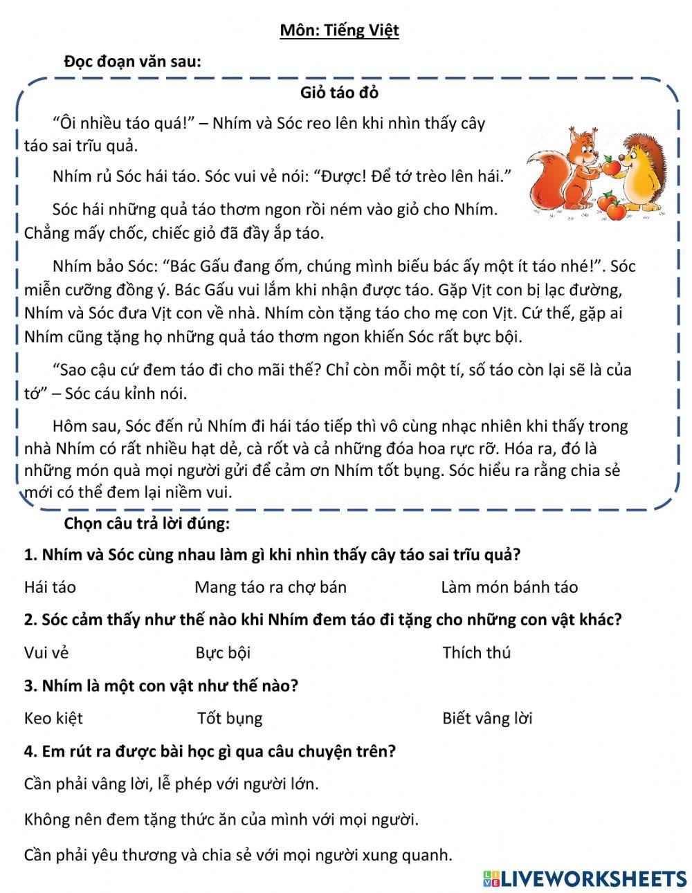 Ôn tập (Toán + Tiếng Việt)