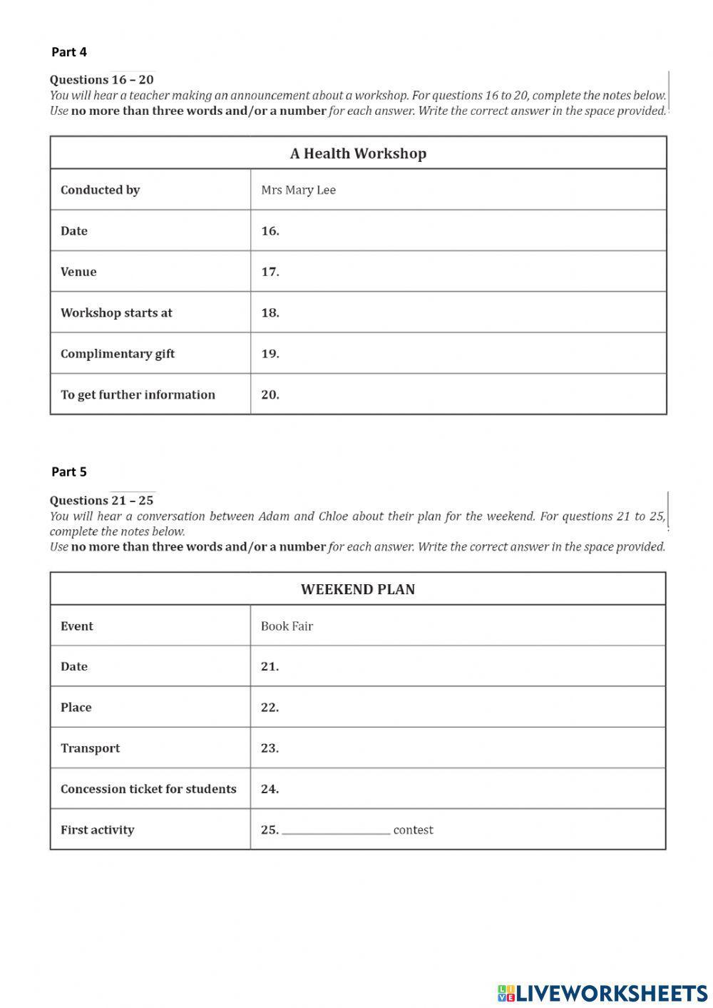 Listening Practice Form 2