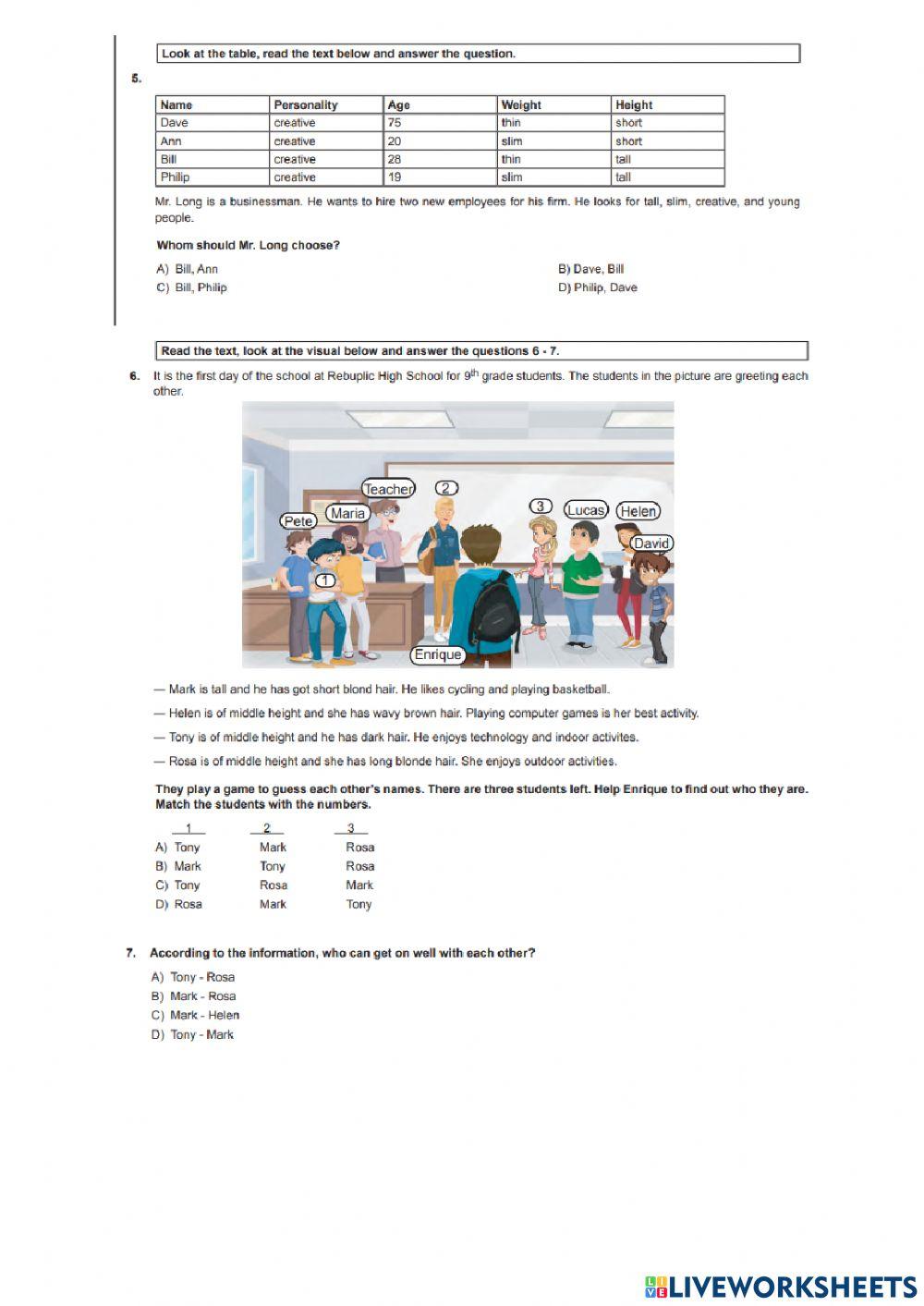 İngi̇li̇zce beceri̇ temelli̇ test 7. sinif 1. üni̇te