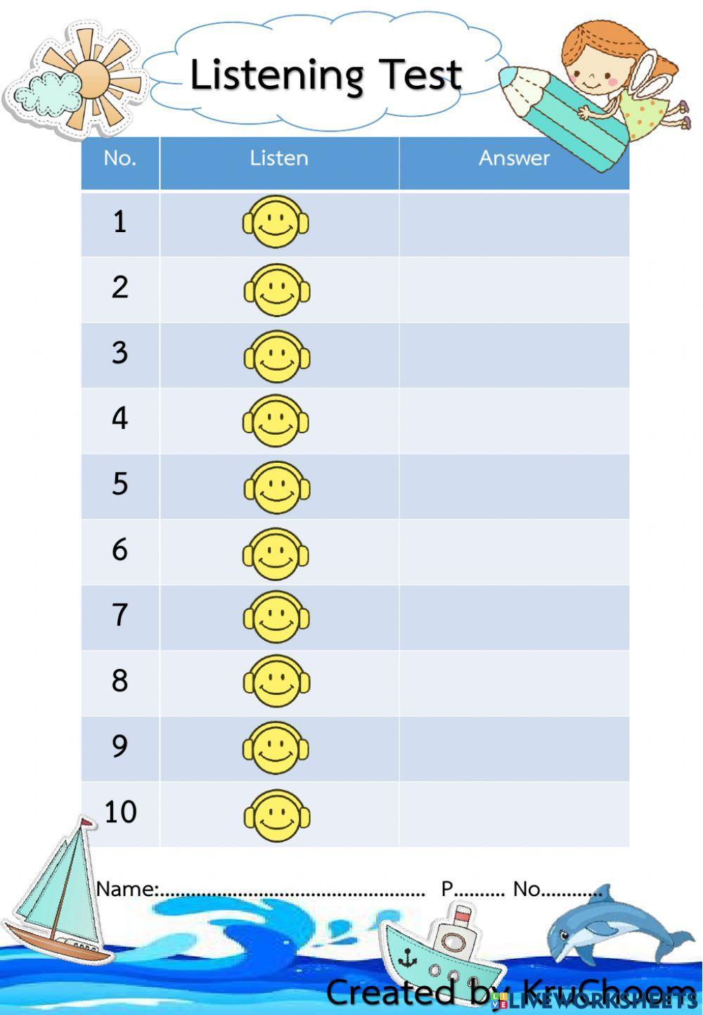 Alphabet Listening Test