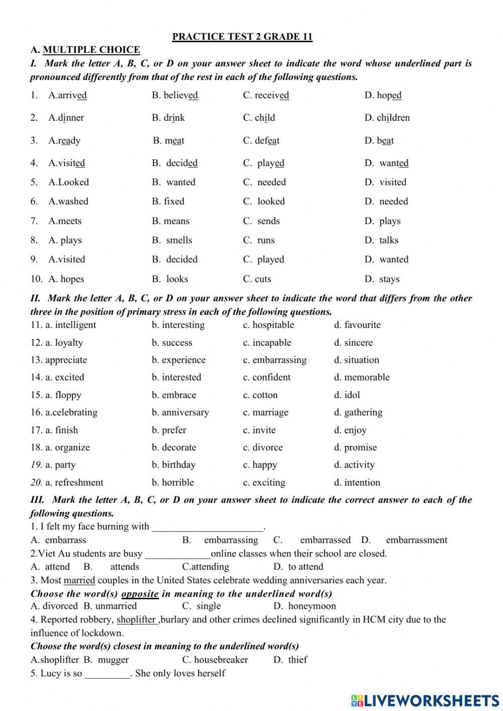 Grade 11 practice test 2