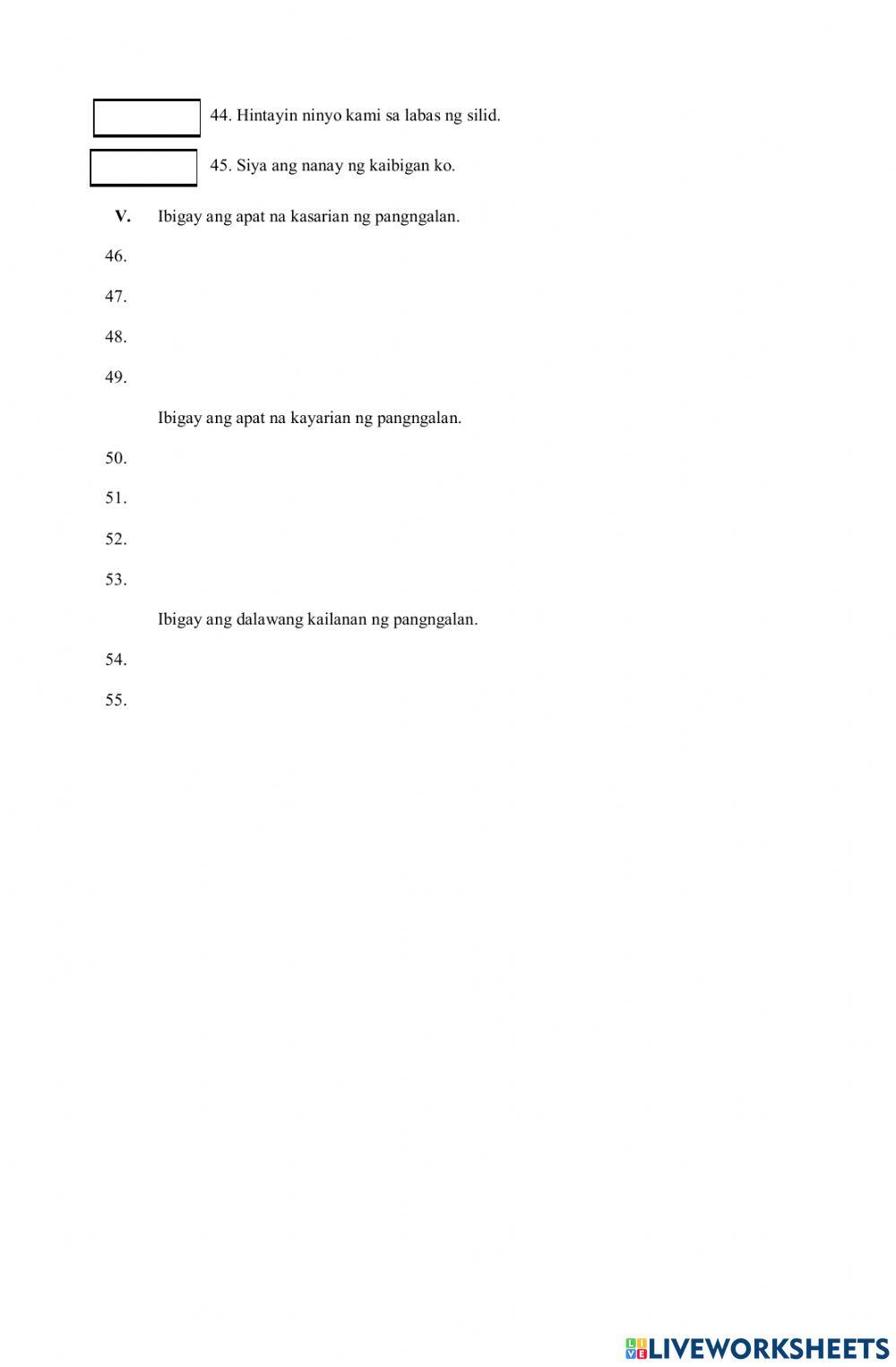 FIRST PERIODICAL EXAM IN FILIPINO 4