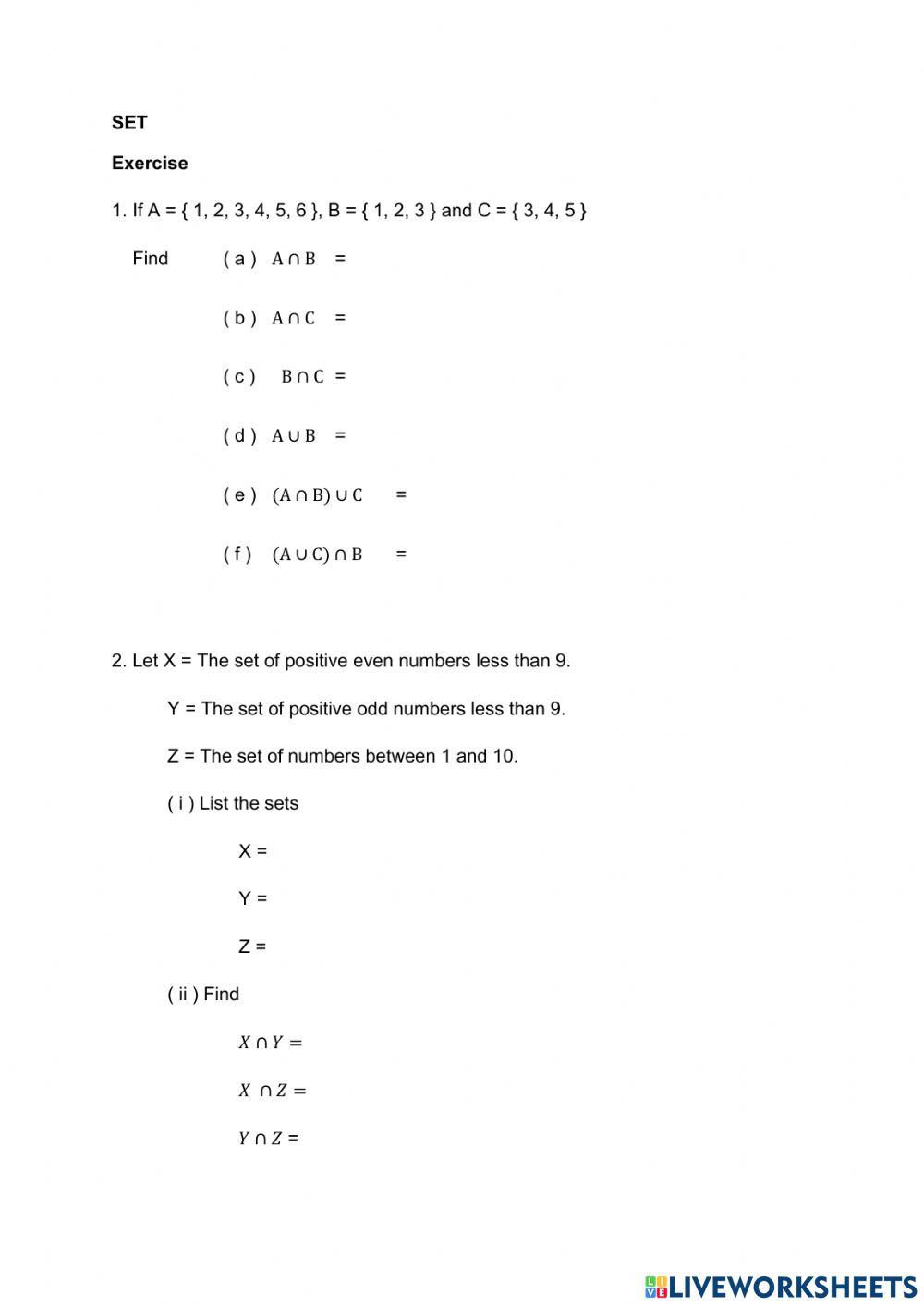 Intersection or Union of Set