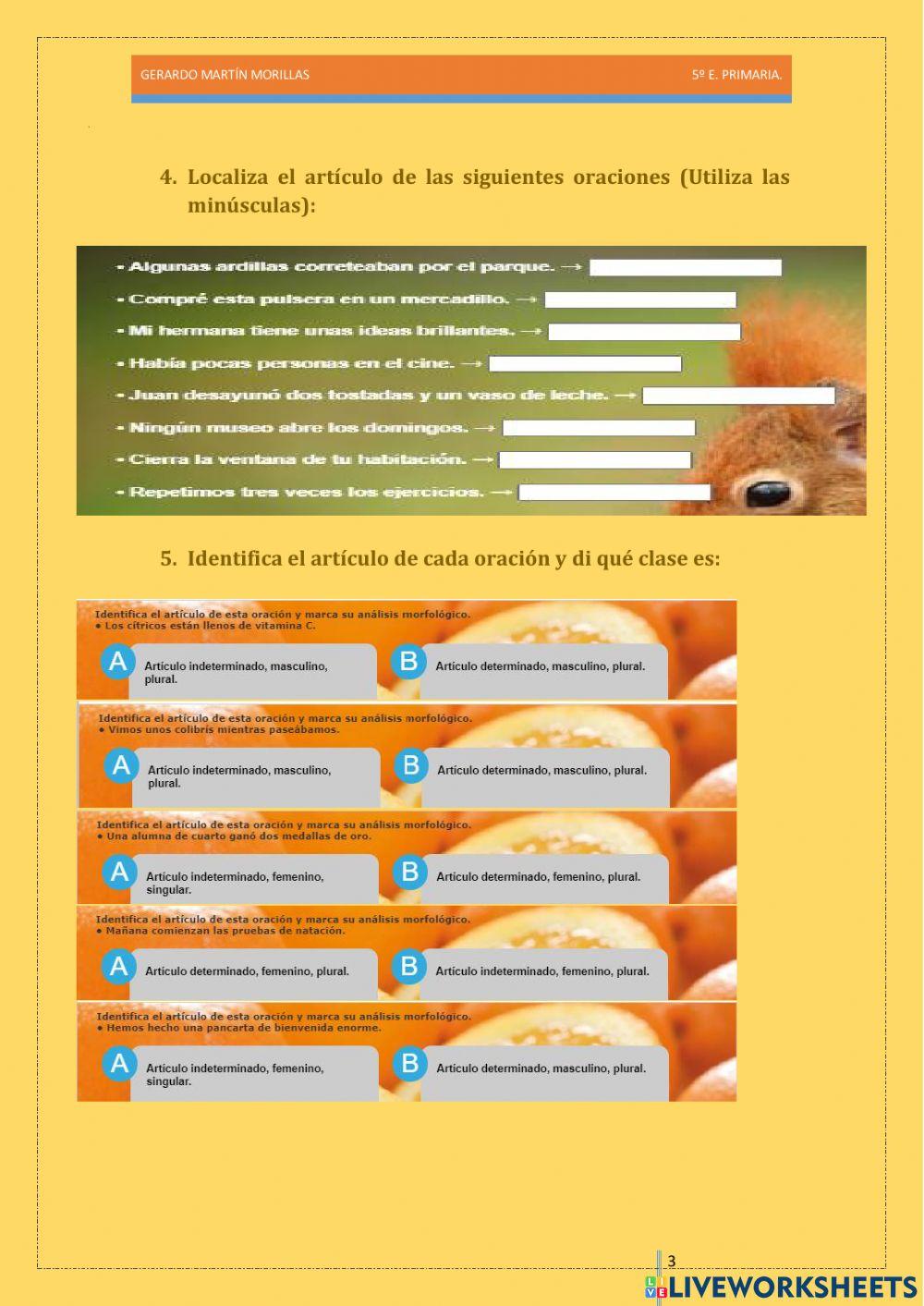Taller de gramática. Ficha 1.
