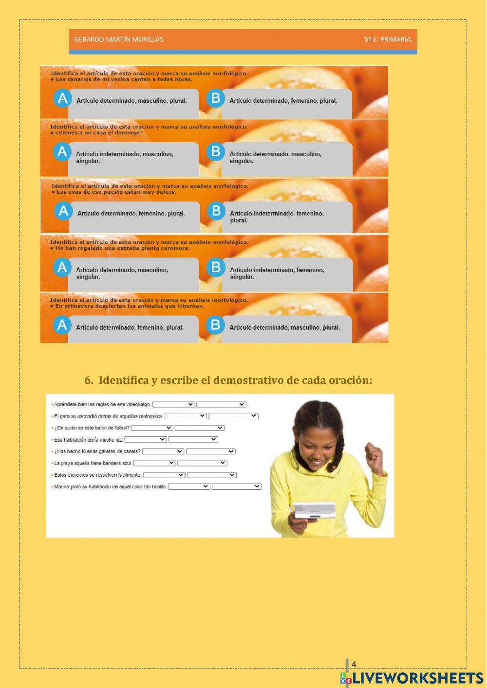 Taller de gramática. Ficha 1.