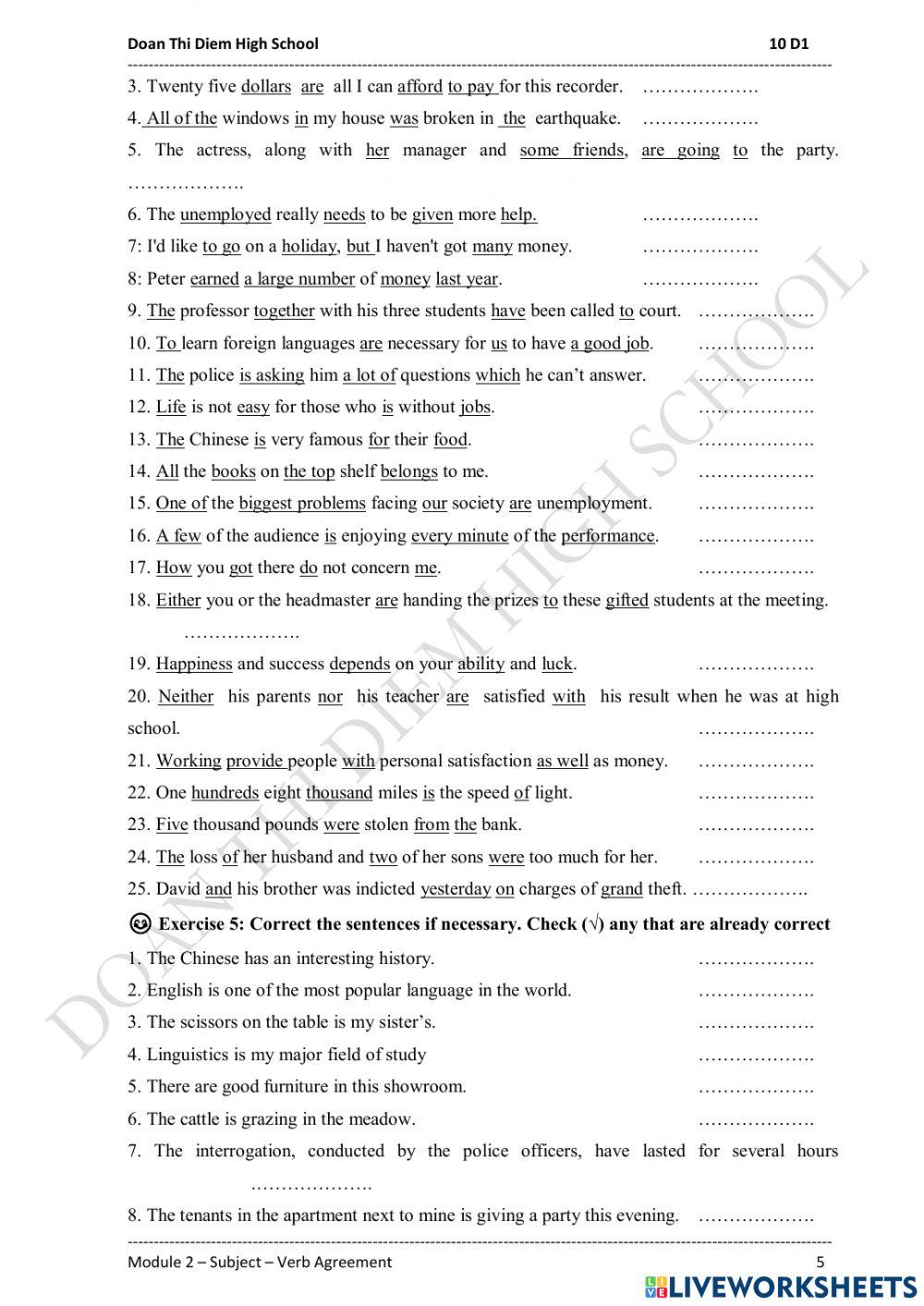 Module 2: subject - verb agreement Module 2: subject - verb agreement