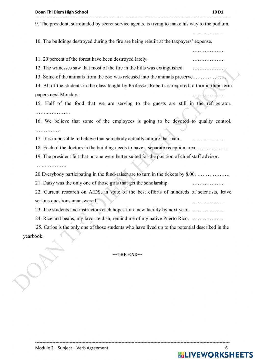 Module 2: subject - verb agreement